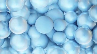 Soyut küre yığınının üç boyutlu animasyonu yuvarlanıyor ve düşüyor.