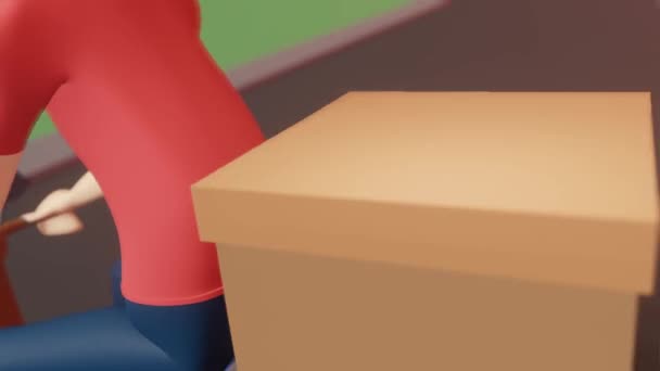 Концептуальна 3d анімація, що показує службу доставки їжі . — стокове відео