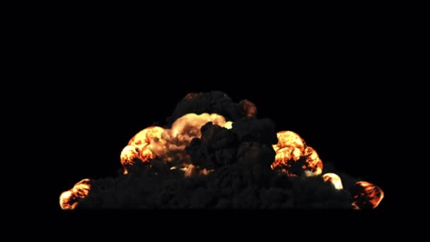 Großflächige Explosion mit Rauch erzeugt fx mit Alpha — Stockvideo