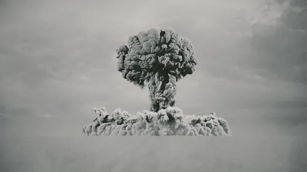 3d weergave van massale atoombom test explosie met film look Stockfoto
