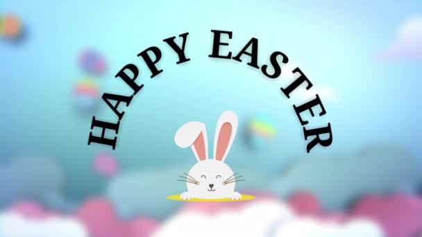 Feliz saudação pascal. Cumprimentos animados de Páscoa com um coelho — Vídeo de Stock