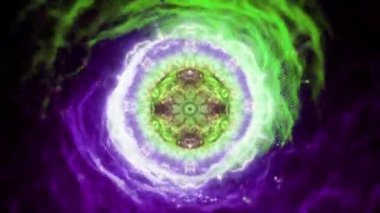 Mandala 3D Kaleydoskop Psikedelik Yolculuk Fütüristik Geleneksel Tünel Modeli Meditasyonu Etnik Renkli Çakra Kundalini Yoga. Kusursuz döngü