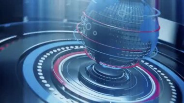 4k 3D Dünya Gezegeni etrafında Kavramsal Çizgiler Dönüyor.