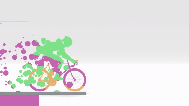 Abstraktes Animiertes Konzeptvideo Das Einen Sportler Beim Radfahren Mit Partikeln — Stockvideo