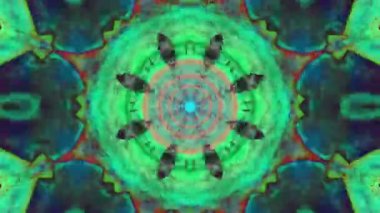 Psikedelik kutsal geometri sonsuz kaleydoskop görsel tünel dikişsiz 4k döngü meditasyon ruhsal uyanış için asit yolculuğu