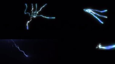 4k set of Lighting Strike Packs Animation, Blue Color with alpha channel