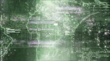 abstract dark digital grid data communication technology background with 3d globe