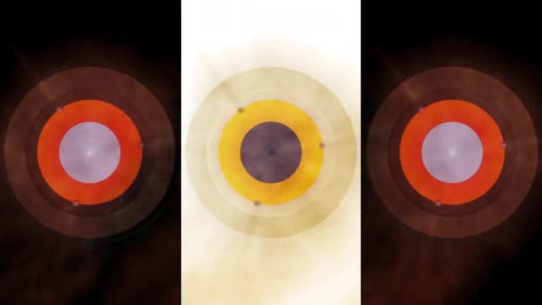 Триптих Видео Вращения Цветных Кругов Цветном Фоне Безseamless Loop — стоковое видео