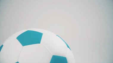 Stüdyo ortamında farklı kamera açılarından çekilen 3 boyutlu bir scoccer topunun yakın çekimi.