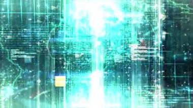 abstract dark digital grid data communication technology background with 3d globe