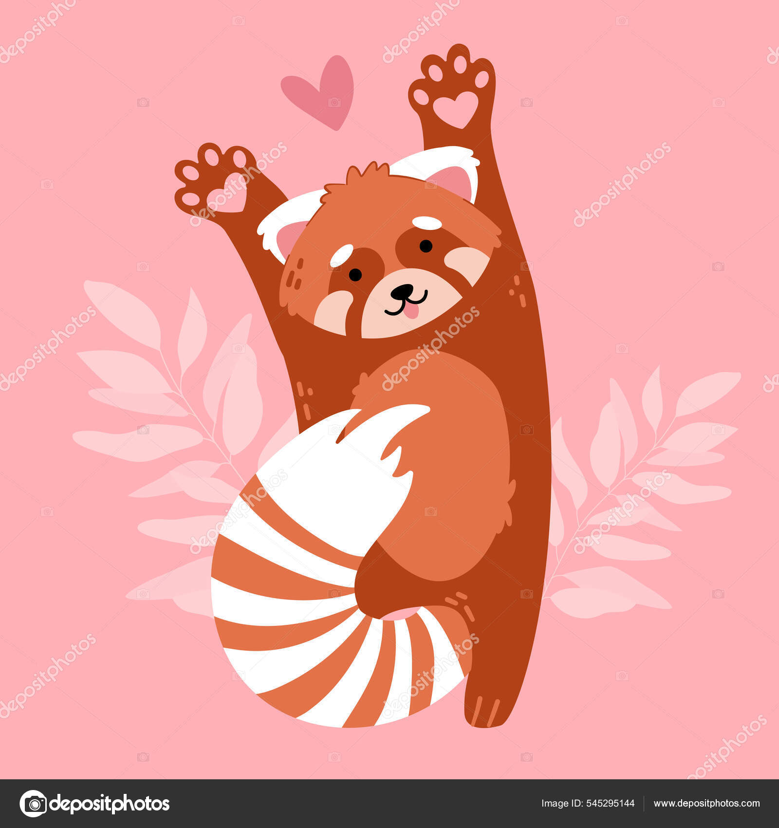 Cute funny cartoon red panda in love. Animals character with hearts.  Valentine day romantic drawing. Kids baby design. Stock Vector Image by  ©Veronika_Dm #545295144