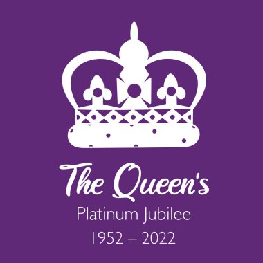 The Queen Platinum Jubilee celebration banner Queen Elizabeths crown 70 years. Ideal design for banners, flayers, social media, stickers, greeting cards.  clipart