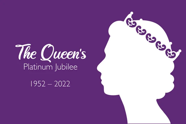 Drottning Platinum jubileum firande banner med sidoprofil drottning Elizabeth i krona 70 år. Idealisk design för banners, flayers, sociala medier, klistermärken, gratulationskort. . — Stock vektor