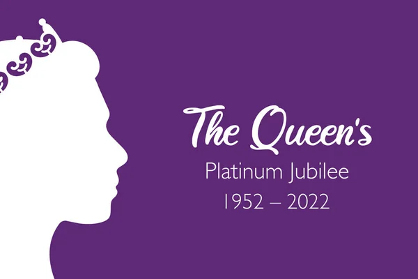 Het Koningin Platinum Jubileum viering spandoek met side profile van Koningin Elizabeth in kroon 70 jaar. Ideaal ontwerp voor banners, flayers, social media, stickers, wenskaarten. . — Stockvector