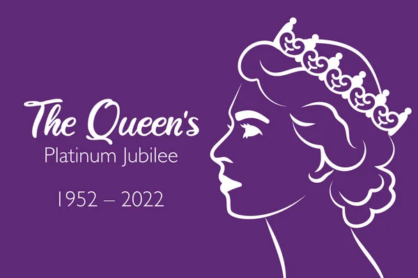 Het Platinum Jubileum Van Koningin Viering Banner Met Side Profile — Stockvector