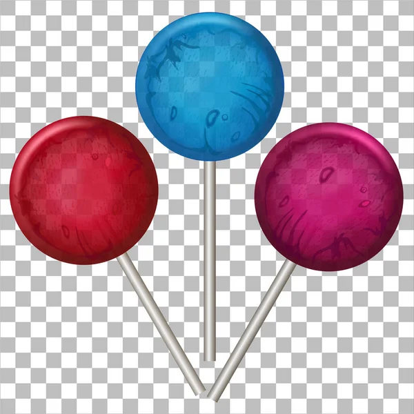 分类的颜色棒棒糖孤立在透明的背景下 矢量3D说明Eps — 图库矢量图片