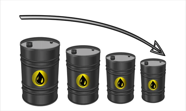 Economía Del Petróleo Crudo Barriles Petróleo Sobre Fondo Blanco Tendencia —  Fotos de Stock