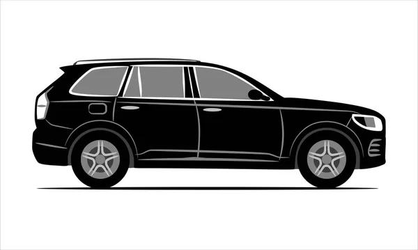 現代のSuv車のフラットアイコン 白を基調とした平面図 側面からの車両アイコンビュー — ストック写真