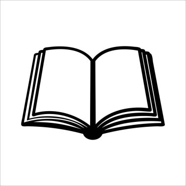 Kitap simgesi beyaz arkaplanda izole edildi. Vektör siyah düz simge. 