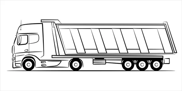 Dump Truck Silhouette Astratta Sfondo Bianco Una Linea Arte Disegnata — Vettoriale Stock