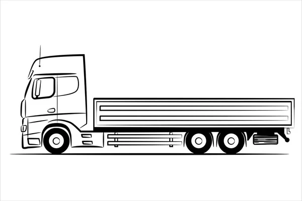 Droptside Truck Abstract Silhouet Witte Achtergrond Een Hand Getekende Lijn — Stockvector