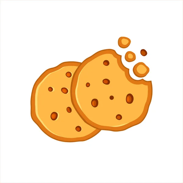 Två Choklad Chip Cookies Ikon Choklad Kaka Vit Bakgrund Platt — Stockfoto