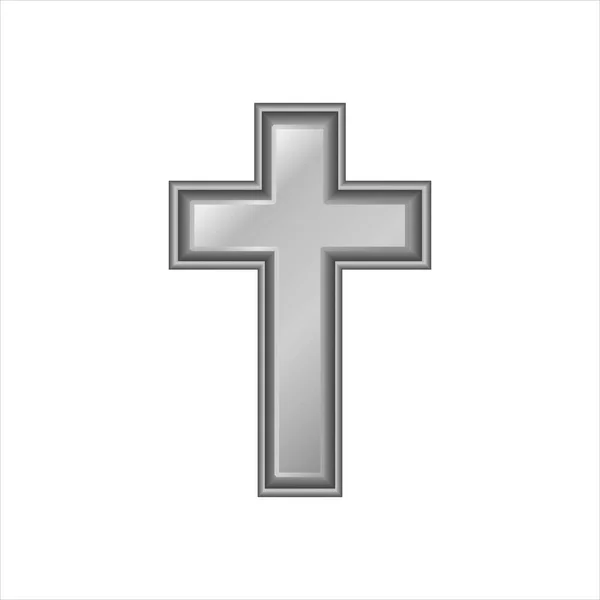 Monochrome Christian Cross Realistic Raster Illustration Isolated White Background — Stock Photo, Image