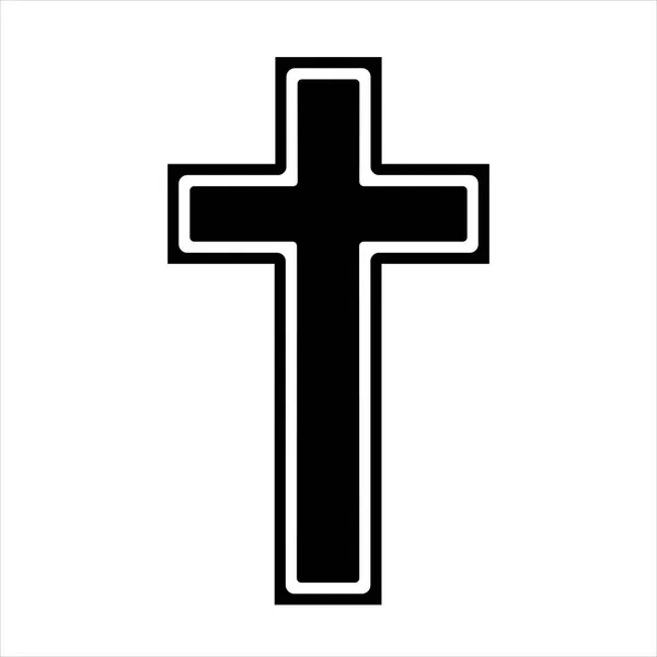 Schwarzes Christliches Kreuz Flache Vektordarstellung Isoliert Auf Weißem Hintergrund Symbolkreuz — Stockvektor