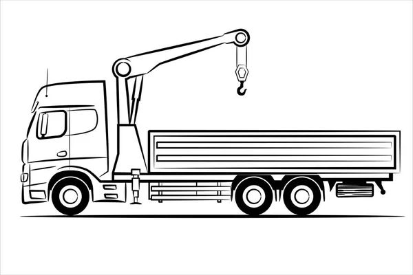 Betongblandare Lastbil Abstrakt Siluett Vit Bakgrund Handritad Linjekonst Lastbil Specialmaskiner — Stockfoto