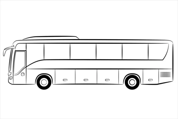 Une Ligne Dessinée Main Bus Passagers Tracé Bus Autocar Vectoriel — Image vectorielle