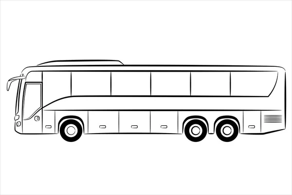 Uma Linha Desenhada Mão Autocarro Passageiros Esboço Vector Ônibus Treinador — Vetor de Stock