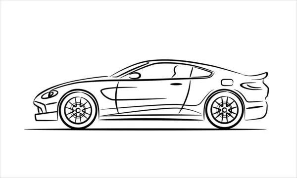 Modern Sport Car Coupe Abstract Silhouette White Background Hand Drawn — Stockfoto