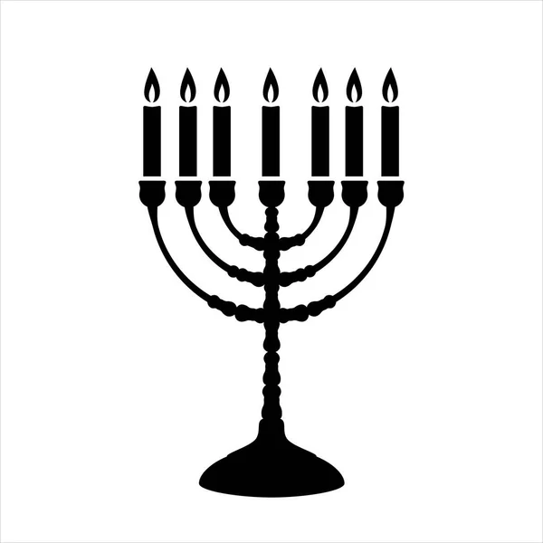 Hanukkah Menorah Candelabrum Med Syv Tændte Stearinlys Flad Ikon Ferie - Stock-foto
