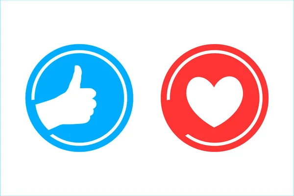 Baş Parmak Kalp Ikonu Web Siteleri Için Aşk Simgesi Düğmeleri — Stok Vektör