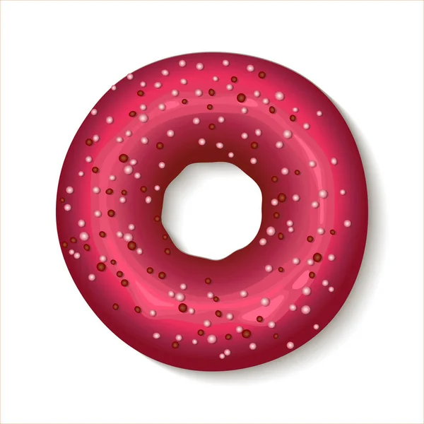 光滑的粉红甜甜圈 顶视图 甜甜甜圈 色彩艳丽 背景为白色 菜单和咖啡店标志图标 — 图库照片