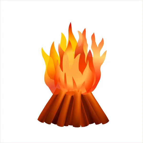 Oheň Hořící Dřevě Vektor Táboráku Ilustrace Bílém Pozadí Plochá Ilustrace — Stock fotografie