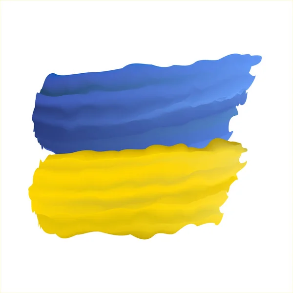 Flag Ukraine Brush Strokes Drawn Hand Blue Yellow Brush Bicolor — Stock Vector