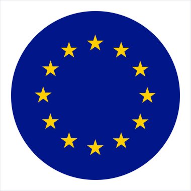 Soyut Avrupa Birliği bayrak vektör özeti çizimi. Avrupa Bayrağı illüstrasyonu. AB veya Avrupa Konseyi bayrağı ve sarı altın yıldızlar ve mavi alan arkaplanı sembolü.