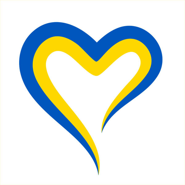 Солидарность с Украиной с украинским флагом в форме сердечной ленты. Концепция патриотизма и единства. Лента цвета украинского флага. Молитесь за Украину. Векторная иллюстрация изолирована на белом
