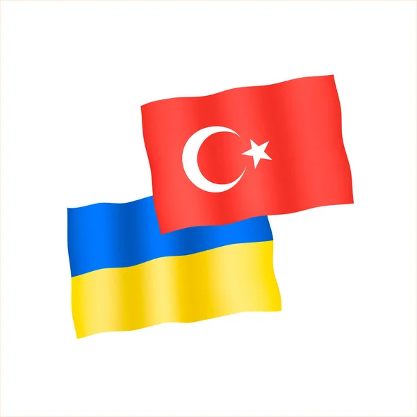 Wektorowe Flagi Ilustracji Turcji Ukrainy Flagi Turcji Ukrainy Razem Kołyszą — Wektor stockowy