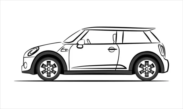 Modern Subcompact City Car Abstract Silhouette White Background Side View — 스톡 사진