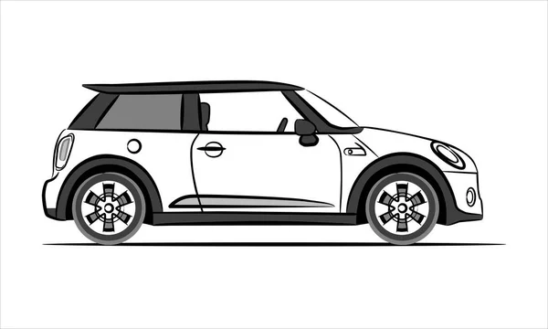 Moderner Kleinwagen Abstrakte Silhouette Auf Weißem Hintergrund Seitenansicht Eines Kleinwagens — Stockvektor