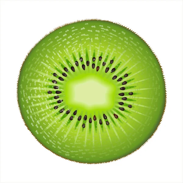 Fetta Kiwi Fresco Isolato Fondo Bianco Frutta Realisticamente Resa — Foto Stock