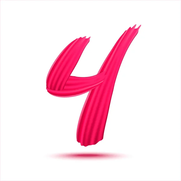 Number Realistic Red Paint Brush Strokes Numbers Isolated White Background — Stok Vektör