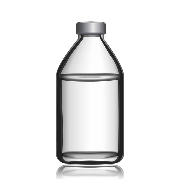 Plantilla Botella Vidrio Transparente Con Una Tapa Aluminio Llena Agua — Foto de Stock