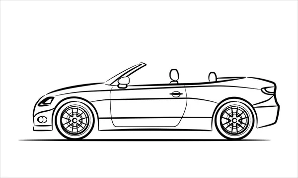 現代のスポーツカーカブリオレ 白地に抽象的なシルエット 手描きのモダンなスーパーカーシルエット 車のアイコンが横から表示されます ベクターイラスト — ストックベクタ