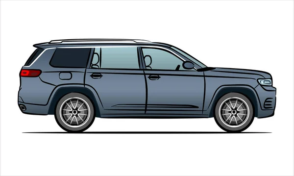 Modern Suv Auto Abstract Silhouet Witte Achtergrond Een Handgetekende Lijn — Stockvector