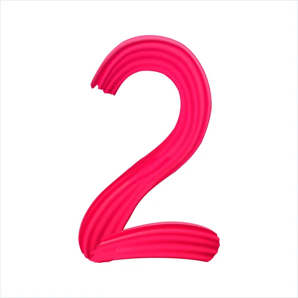 Number Realistic Red Paint Brush Strokes Numbers Isolated White Background — Stok Vektör