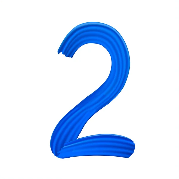 Number Realistic Blue Paint Brush Strokes Numbers Isolated White Background — Stockový vektor