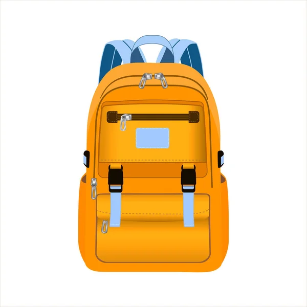 Yellow School Bag Isolated White Background School Backpack Color Vector —  Vetores de Stock